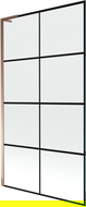 Mexen Next L 1-panel bath screen 100 x 150 cm, black grid, rose gold - 895-100-000-03-77-60