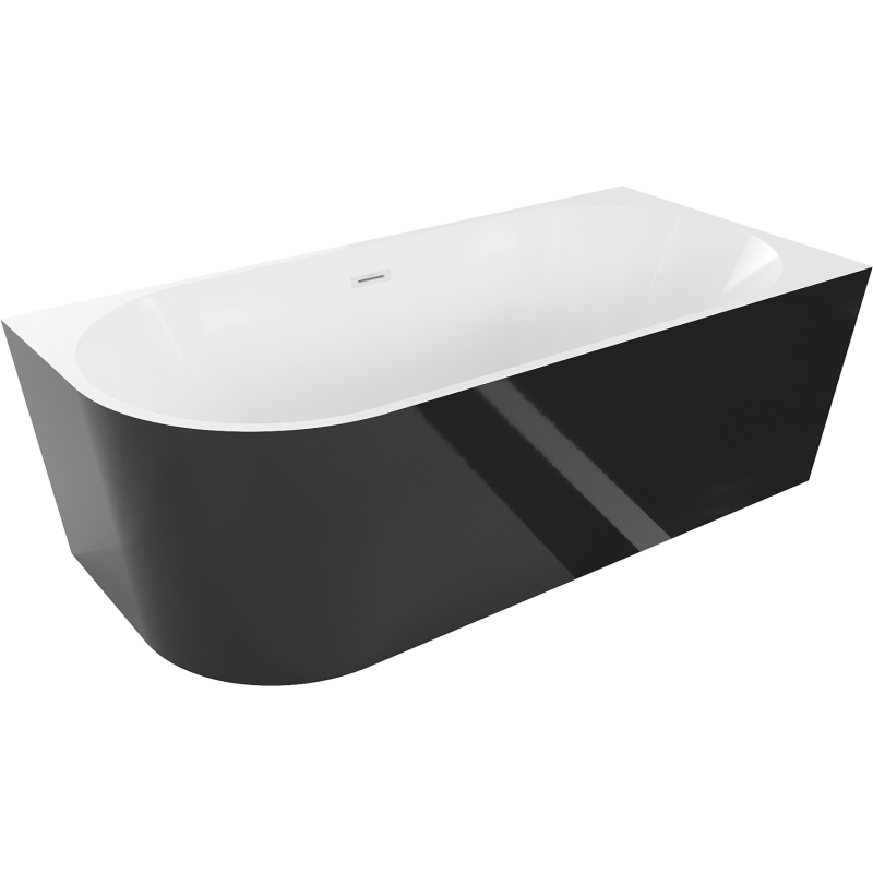 Mexen Mia freestanding right corner bathtub 150 x 75 cm, white/black, white overflow - 52691507575P-20