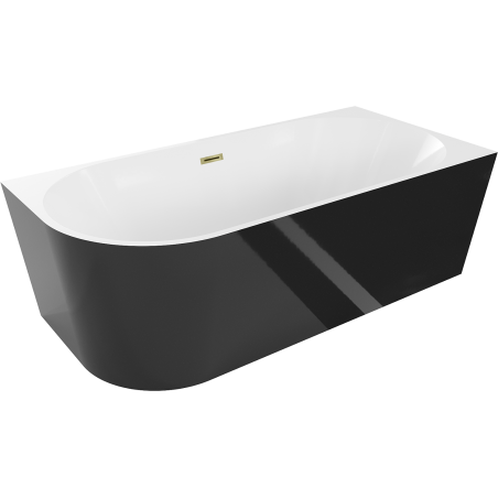 Mexen Mia freestanding corner bathtub right 150 x 75 cm, white/black, gold overflow - 52691507575P-50