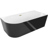 Mexen Mia freestanding corner bathtub right 150 x 75 cm, white/black, gold overflow - 52691507575P-50