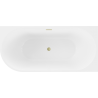 Mexen Mia freestanding corner right bathtub 150 x 75 cm, white/black, brushed gold overflow - 52691507575P-55