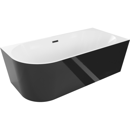 Mexen Mia freestanding corner bath right 150 x 75 cm, white/black, black overflow - 52691507575P-70