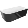 Mexen Mia freestanding corner bathtub right 150 x 75 cm, white/black, brushed nickel overflow - 52691507575P-97