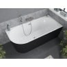 Mexen Mia corner free-standing right-hand bathtub 150 x 75 cm, white/black, brushed nickel overflow - 52691507575P-97