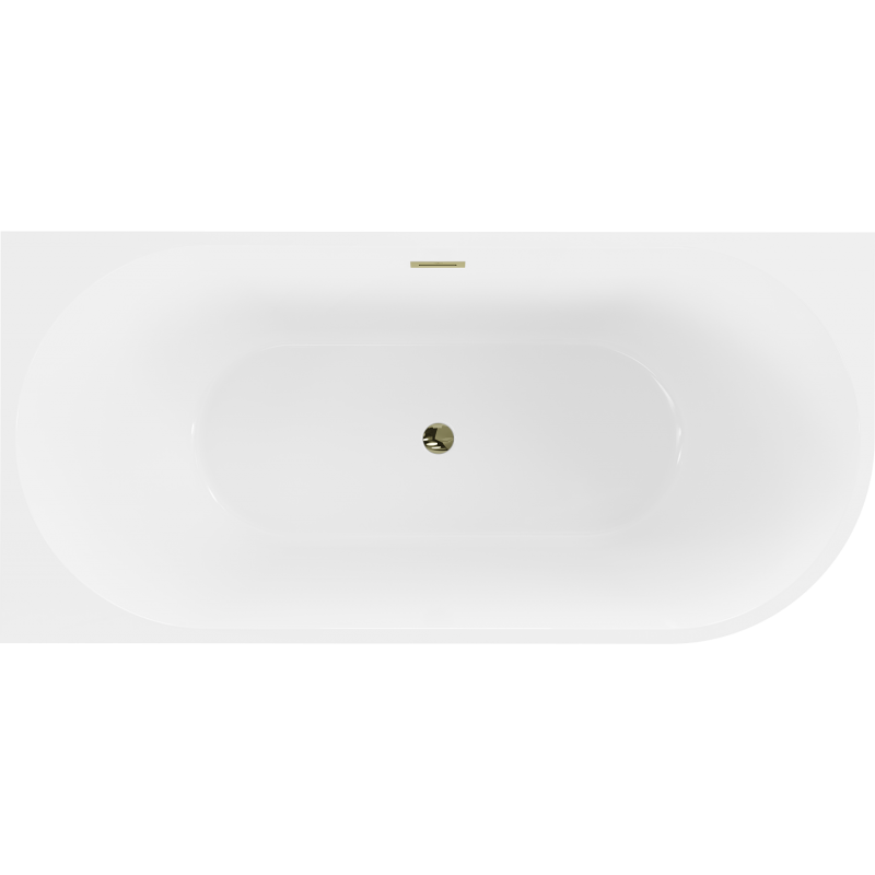 Mexen Mia freestanding corner bathtub left 160 x 75 cm, white, gold overflow - 52691607500L-50
