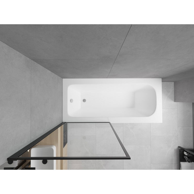 Mexen Vega rectangular bathtub 150 x 70 cm with casing and 1-wing screen 80 cm, black fix pattern - 550115070X9308007070