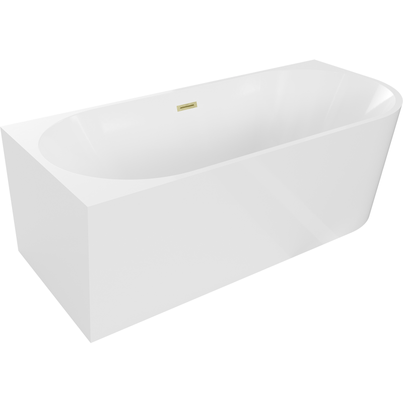 Mexen Mia freestanding corner bath left 160 x 75 cm, white, brushed gold overflow - 52691607500L-55