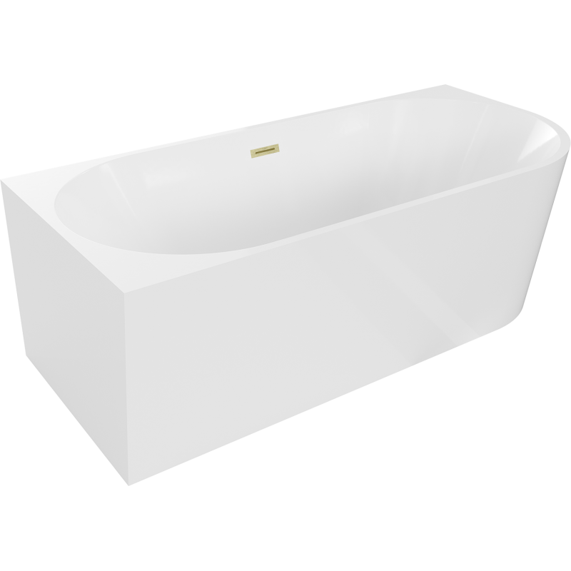 Mexen Mia freestanding corner bathtub left 160 x 75 cm, white, brushed gold overflow - 52691607500L-55
