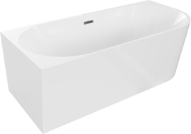 Mexen Mia freestanding corner left bath 160 x 75 cm, white, brushed gun gray overflow - 52691607500L-66