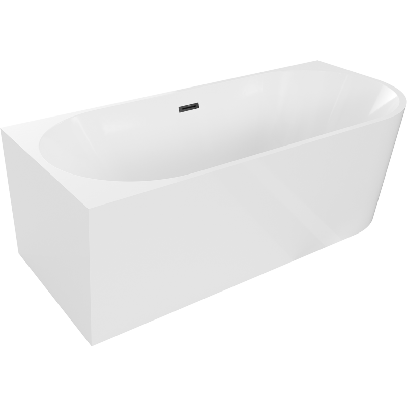 Mexen Mia left corner freestanding bathtub 160 x 75 cm, white, black overflow - 52691607500L-70