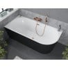 Mexen Mia freestanding corner left bathtub 160 x 75 cm, white/black, brushed copper overflow - 52691607575L-65