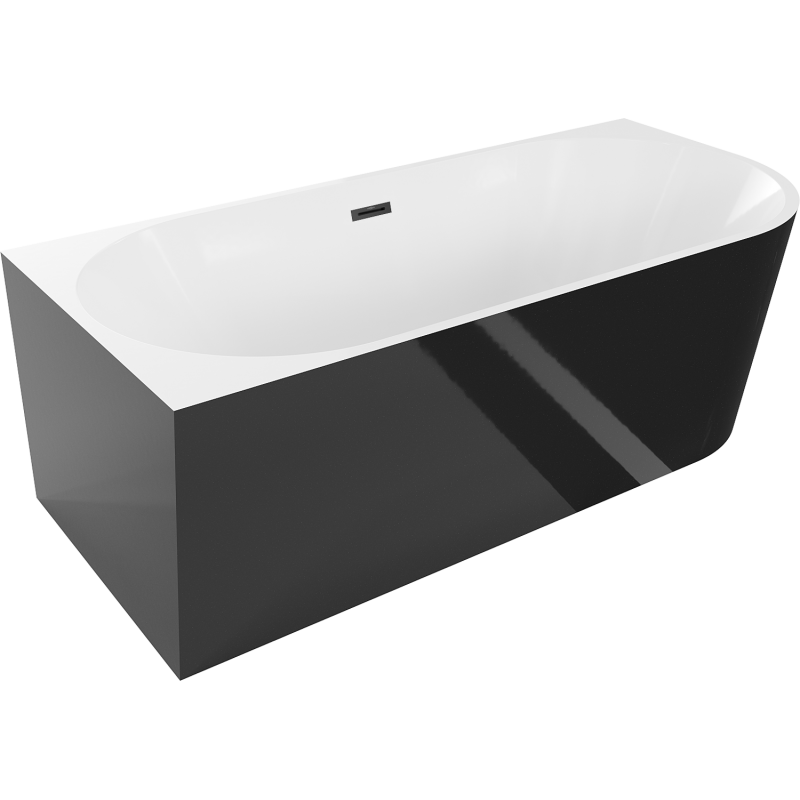 Mexen Mia freestanding left corner bathtub 160 x 75 cm, white/black, black overflow - 52691607575L-70