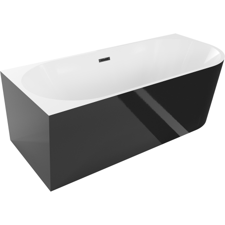 Mexen Mia free-standing corner bathtub left 160 x 75 cm, white/black, black overflow - 52691607575L-70