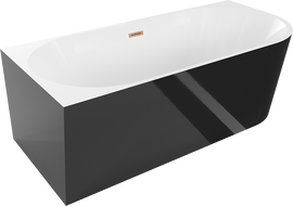 Mexen Mia freestanding corner left bathtub 160 x 75 cm, white/black, brushed copper overflow - 52691607575L-65