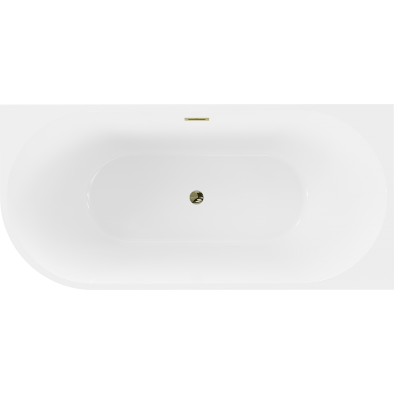 Mexen Mia free-standing corner bathtub right 160 x 75 cm, white, gold overflow - 52691607500P-50