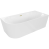 Mexen Mia freestanding right corner bathtub 160 x 75 cm, white, brushed gold overflow - 52691607500P-55