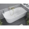 Mexen Mia freestanding right corner bathtub 160 x 75 cm, white, brushed gold overflow - 52691607500P-55