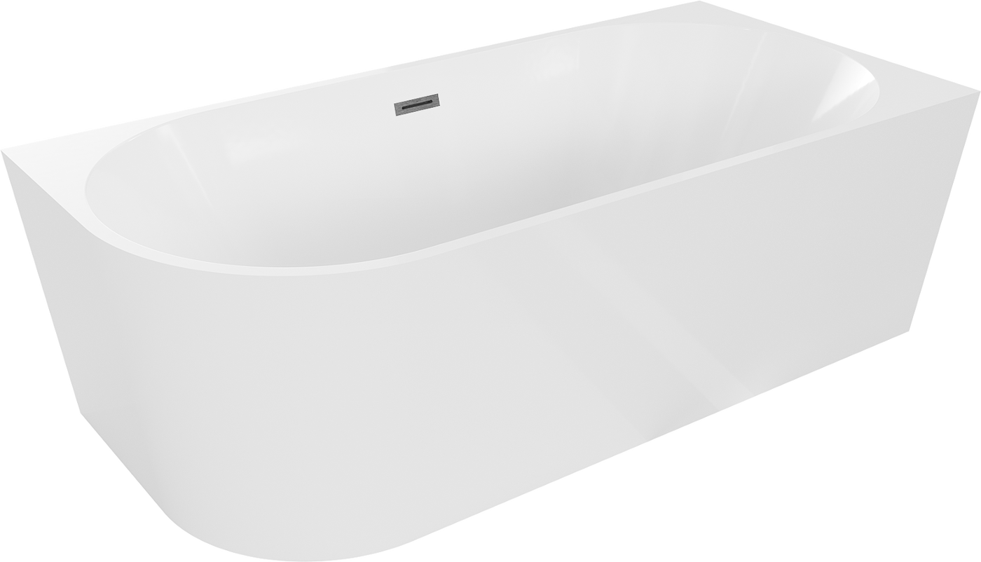 Mexen Mia Right Corner Freestanding Bathtub 160 x 75 cm, White, Brushed Gun Gray Overflow - 52691607500P-66