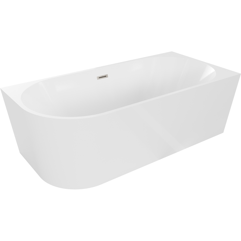 Mexen Mia free-standing corner bathtub right 160 x 75 cm, white, brushed nickel overflow - 52691607500P-97
