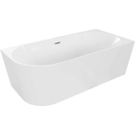 Mexen Mia free-standing corner bathtub right 160 x 75 cm, white, brushed nickel overflow - 52691607500P-97