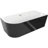 Mexen Mia freestanding right corner bath 160 x 75 cm, white/black, gold overflow - 52691607575P-50