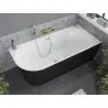 Mexen Mia freestanding right corner bath 160 x 75 cm, white/black, gold overflow - 52691607575P-50