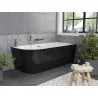 Mexen Mia freestanding right corner bath 160 x 75 cm, white/black, gold overflow - 52691607575P-50