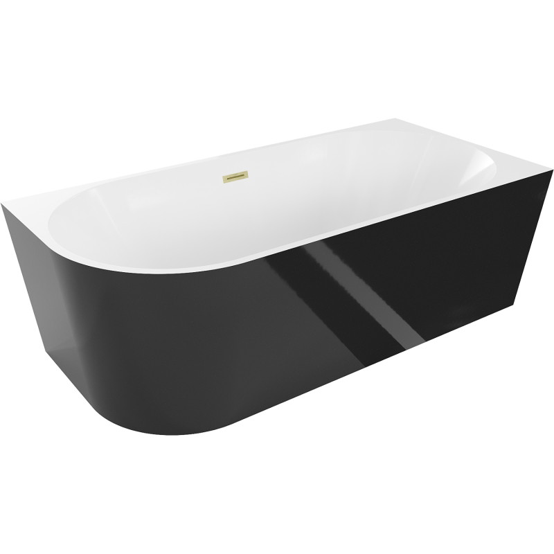 Mexen Mia free-standing corner bathtub right 160 x 75 cm, white/black, brushed gold overflow - 52691607575P-55