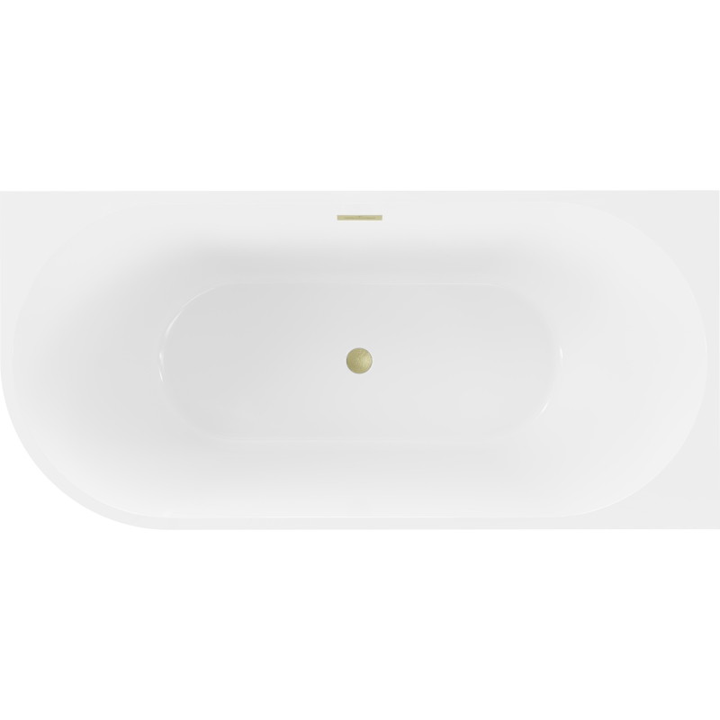 Mexen Mia free-standing corner bathtub right 160 x 75 cm, white/black, brushed gold overflow - 52691607575P-55