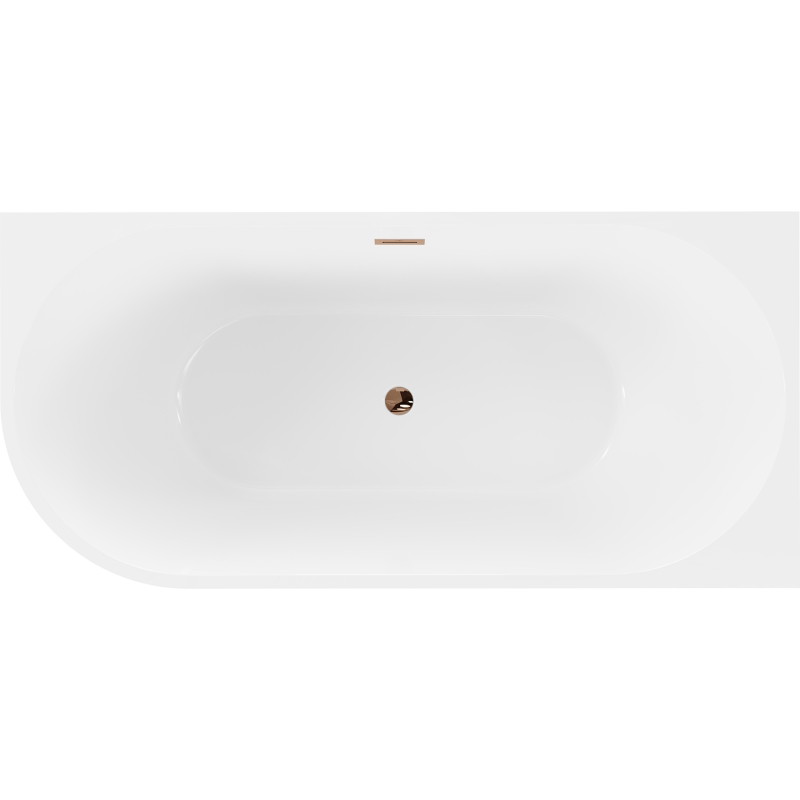 Mexen Mia freestanding corner bathtub right 160 x 75 cm, white/black, overflow rose gold - 52691607575P-60
