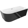 Mexen Mia freestanding right corner bathtub 160 x 75 cm, white/black, brushed gun gray overflow - 52691607575P-66