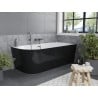 Mexen Mia freestanding right corner bathtub 160 x 75 cm, white/black, brushed gun gray overflow - 52691607575P-66