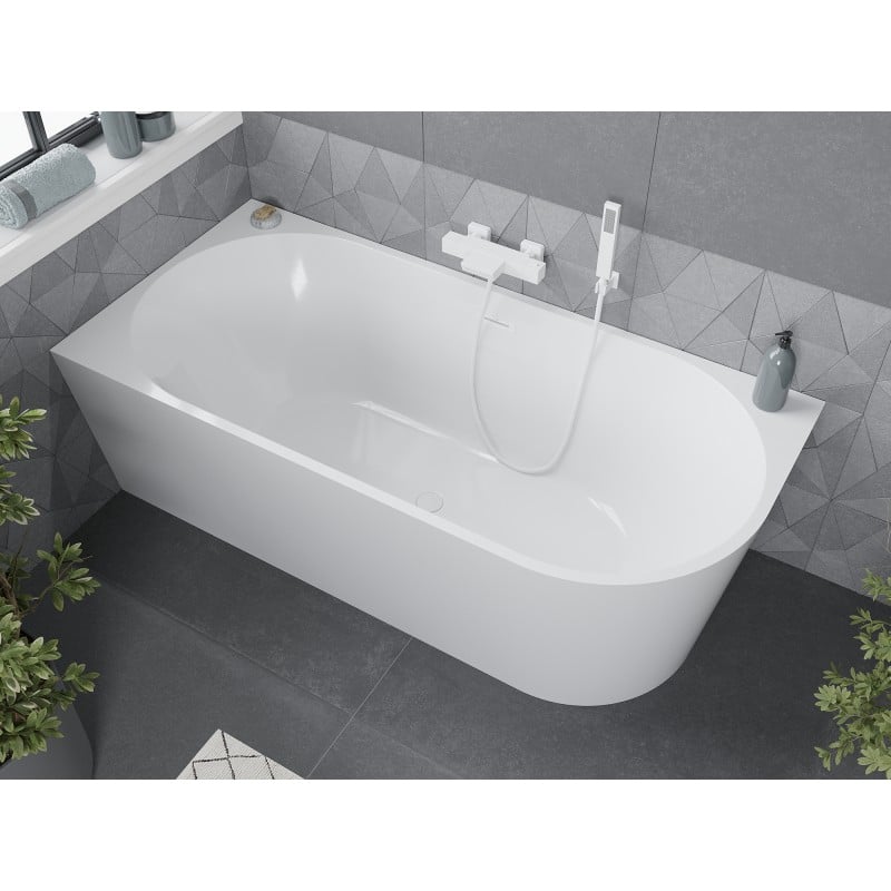 Mexen Mia freestanding corner bathtub left 170 x 80 cm, white, white overflow - 52691708000L-20