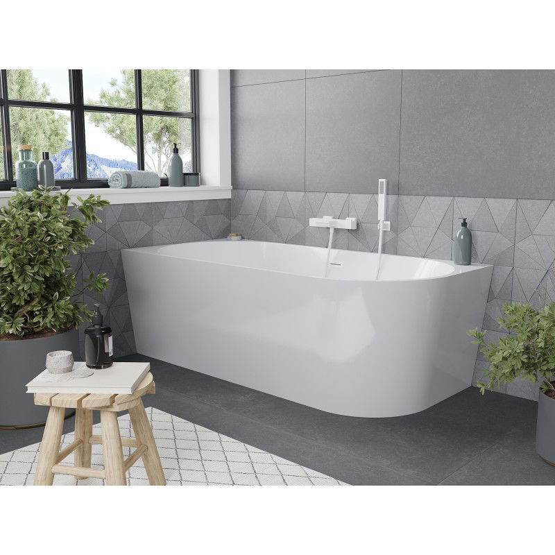 Mexen Mia freestanding corner bath left 170 x 80 cm, white, white overflow - 52691708000L-20