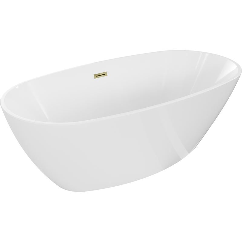 Mexen Eris freestanding bathtub 155 x 80 cm, white, gold overflow - 53441558000-50