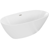 Mexen Eris freestanding bath 155 x 80 cm, white, overflow brushed nickel - 53441558000-97