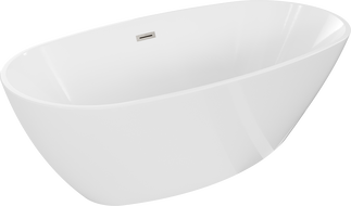 Mexen Eris freestanding bathtub 155 x 80 cm, white, brushed nickel overflow - 53441558000-97