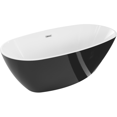 Mexen Eris freestanding bathtub 155 x 80 cm, white/black, chrome overflow - 53441558075-01