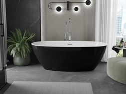 Mexen Eris freestanding bathtub 155 x 80 cm, white/black, chrome overflow - 53441558075-01