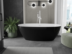 Mexen Eris freestanding bathtub 155 x 80 cm, white/black, white overflow - 53441558075-20