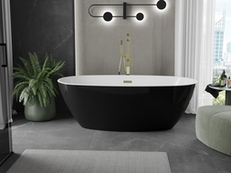 Mexen Eris freestanding bathtub 155 x 80 cm, white/black, gold overflow - 53441558075-50