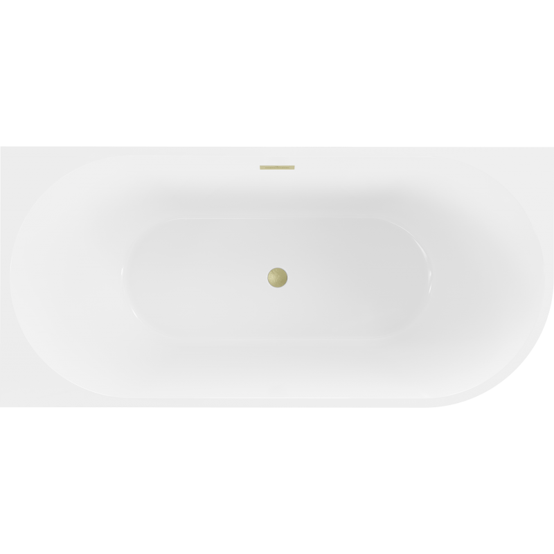 Mexen Mia freestanding corner left bathtub 170 x 80 cm, white/black, brushed gold overflow - 52691708075L-55
