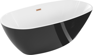 Mexen Eris freestanding bathtub 155 x 80 cm, white/black, brushed copper overflow - 53441558075-65