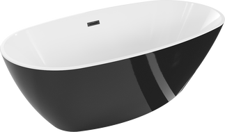 Mexen Eris freestanding bathtub 155 x 80 cm, white/black, black overflow - 53441558075-70