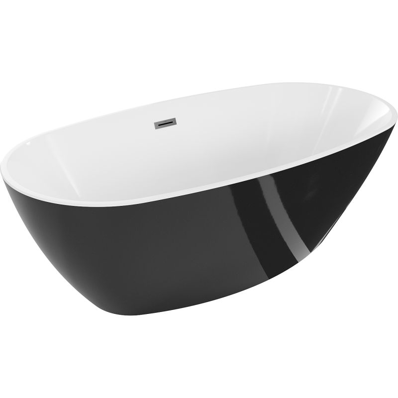 Mexen Eris freestanding bathtub 155 x 80 cm, white/black, gun metal overflow - 53441558075-95