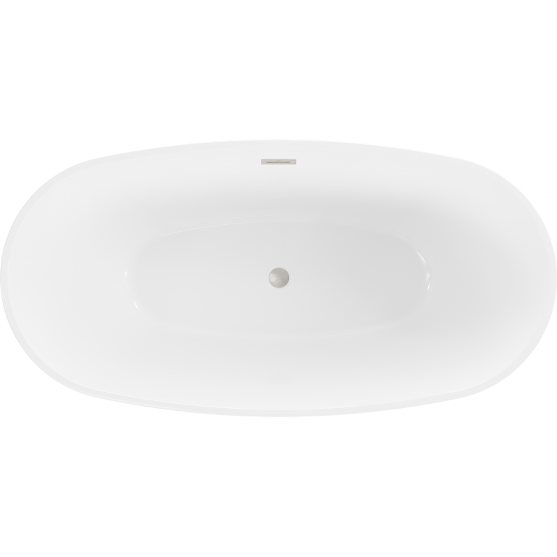 Mexen Eris freestanding bathtub 155 x 80 cm, white/black, brushed nickel overflow - 53441558075-97