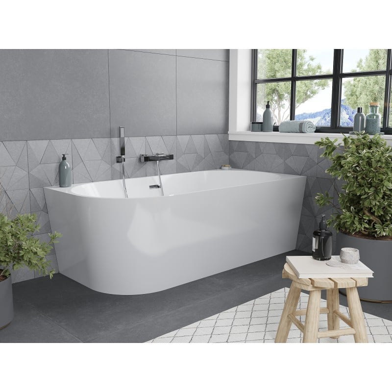 Mexen Mia freestanding corner bathtub right 170 x 80 cm, white, chrome overflow - 52691708000P-01