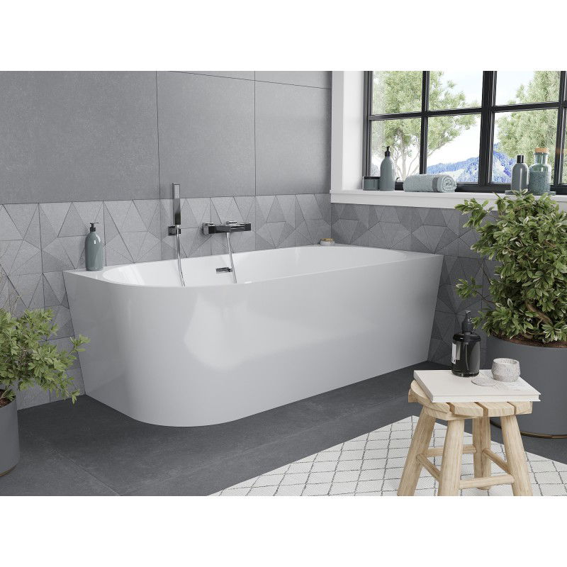 Mexen Mia freestanding corner right bathtub 170 x 80 cm, white, chrome overflow - 52691708000P-01