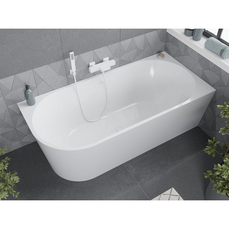 Mexen Mia free-standing right corner bath 170 x 80 cm, white, white overflow - 52691708000P-20