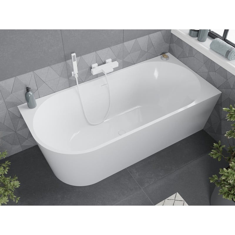 Mexen Mia freestanding corner bathtub right 170 x 80 cm, white, white overflow - 52691708000P-20